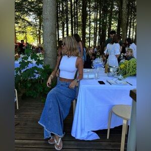 Zara Blue Denim Jeans Jean Maxi Skirt